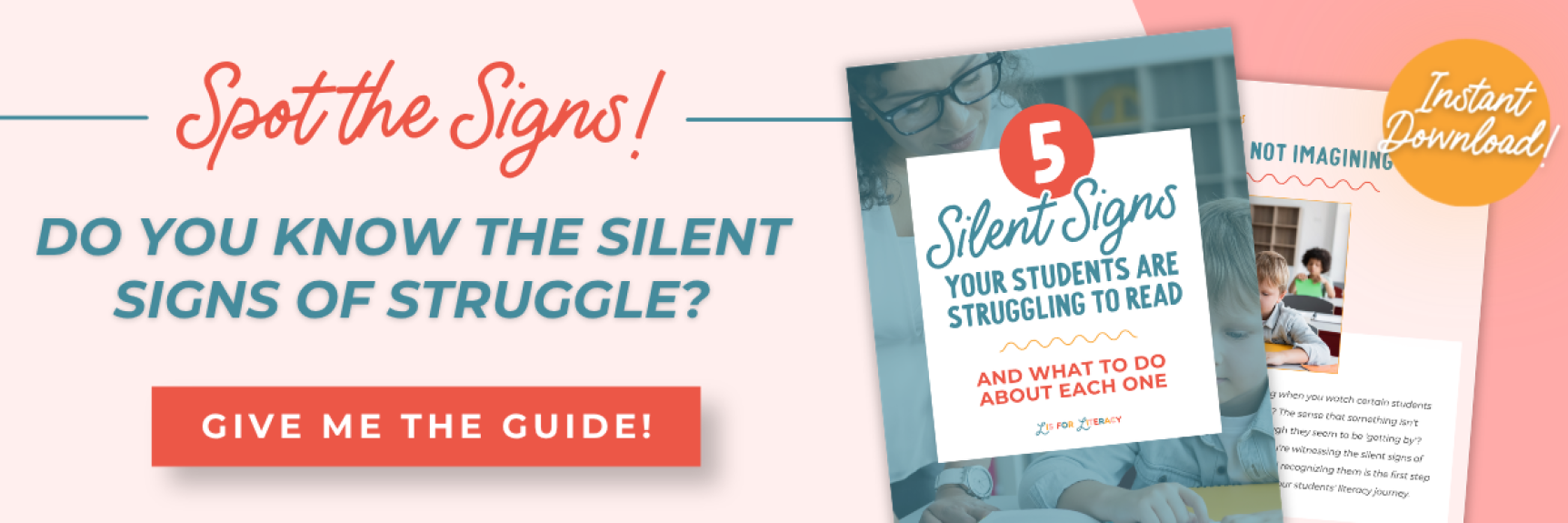 Free guide: 5 Silent Signs Your Students Are Struggling to Read — and What to Do About Each One. Click to download instantly.